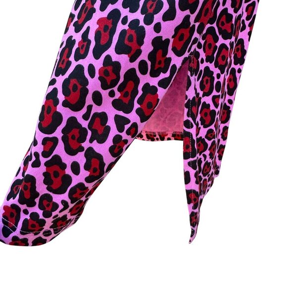 Bob‎ Mackie Wearable Art Vintage Womens Pink Black Leopard Print Tunic Dress New - Picture 7 of 9